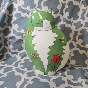 Vintage Rare  Amy Ormsby Fat cats vase green butterfly